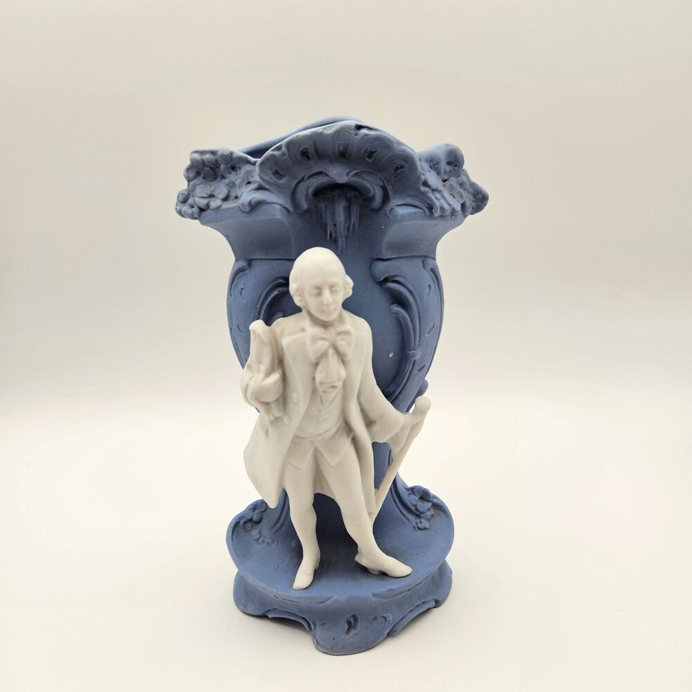 VTG HTF Antique figural vase made in Germany vintage collectible blue and white
